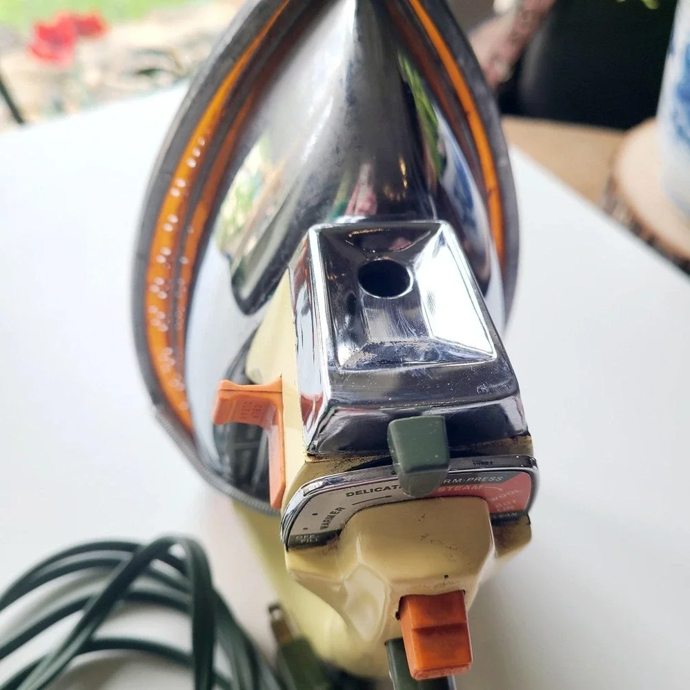 Vintage GE General Electric Self Clean II Iron Model Yellow/Avocado Green/Orange